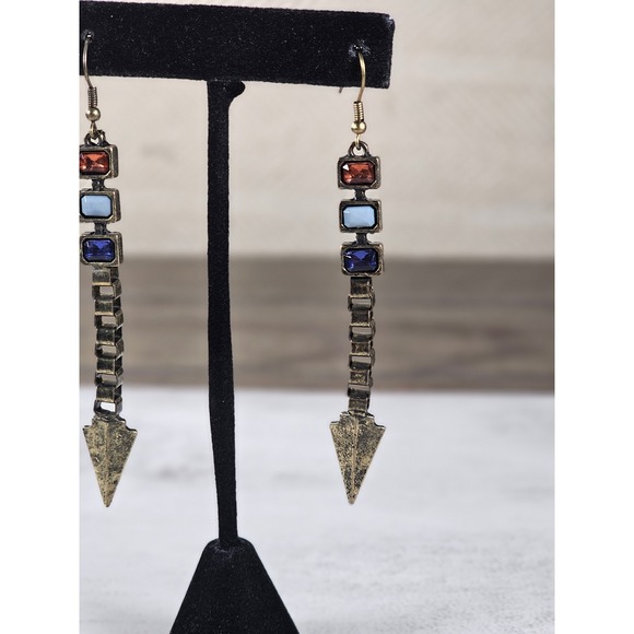 Vintage Arrow Dangle Earrings Red White Blue Boho Drop Jewelry - Picture 4 of 12